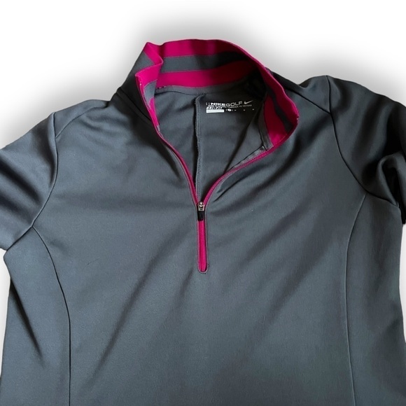 NIKE GOLF LADIES DRI-FIT 1/2-ZIP COVER-UP dark grey/ fuschia Medium - Picture 9 of 10